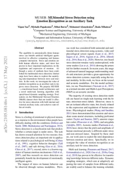 MUSER: MUltimodal Stress Detection using Emotion Recognition as an
  Auxiliary Task
