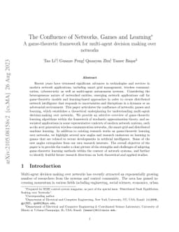The Confluence of Networks, Games and Learning