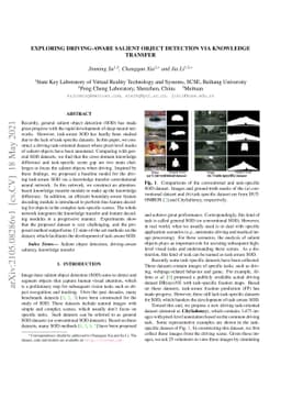 Exploring Driving-aware Salient Object Detection via Knowledge Transfer