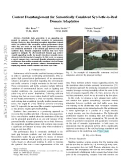 Content Disentanglement for Semantically Consistent Synthetic-to-Real
  Domain Adaptation