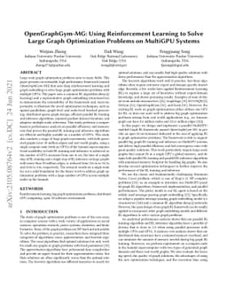 OpenGraphGym-MG: Using Reinforcement Learning to Solve Large Graph
  Optimization Problems on MultiGPU Systems