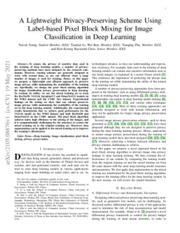 A Lightweight Privacy-Preserving Scheme Using Label-based Pixel Block
  Mixing for Image Classification in Deep Learning