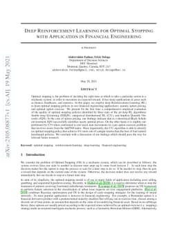 Deep Reinforcement Learning for Optimal Stopping with Application in
  Financial Engineering
