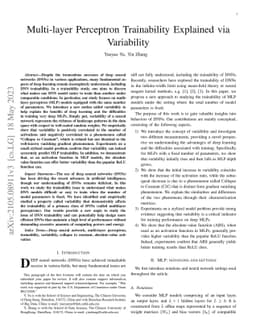Multi-layer Perceptron Trainability Explained via Variability