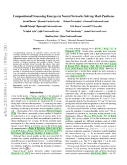 Compositional Processing Emerges in Neural Networks Solving Math
  Problems