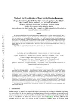 Methods for Detoxification of Texts for the Russian Language