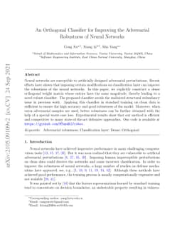 An Orthogonal Classifier for Improving the Adversarial Robustness of
  Neural Networks