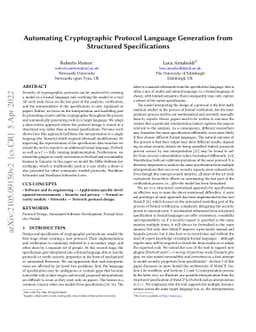 Automating Cryptographic Protocol Language Generation from Structured
  Specifications