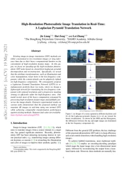 High-Resolution Photorealistic Image Translation in Real-Time: A
  Laplacian Pyramid Translation Network