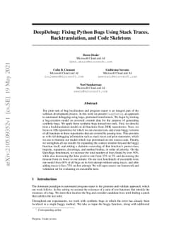 DeepDebug: Fixing Python Bugs Using Stack Traces, Backtranslation, and
  Code Skeletons