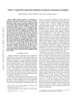 VOILA: Visual-Observation-Only Imitation Learning for Autonomous
  Navigation