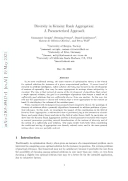 Diversity in Kemeny Rank Aggregation: A Parameterized Approach