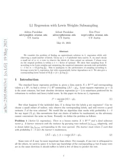 L1 Regression with Lewis Weights Subsampling