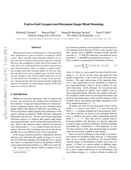 End-to-End Unsupervised Document Image Blind Denoising