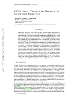 VTNet: Visual Transformer Network for Object Goal Navigation