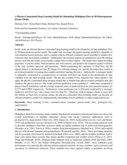 A Physics-Constrained Deep Learning Model for Simulating Multiphase Flow
  in 3D Heterogeneous Porous Media