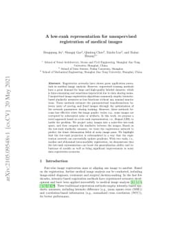 A low-rank representation for unsupervised registration of medical
  images