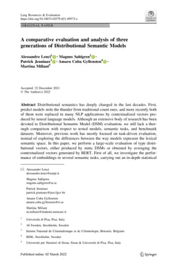 A comparative evaluation and analysis of three generations of
  Distributional Semantic Models