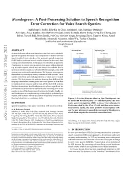 Mondegreen: A Post-Processing Solution to Speech Recognition Error
  Correction for Voice Search Queries
