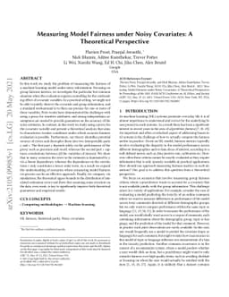 Measuring Model Fairness under Noisy Covariates: A Theoretical
  Perspective
