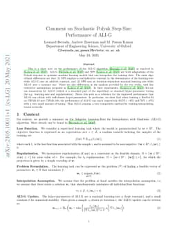 Comment on Stochastic Polyak Step-Size: Performance of ALI-G