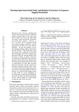 Boosting Span-based Joint Entity and Relation Extraction via Squence
  Tagging Mechanism