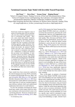 Variational Gaussian Topic Model with Invertible Neural Projections