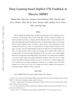 Deep Learning-based Implicit CSI Feedback in Massive MIMO