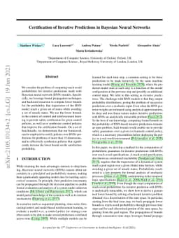 Certification of Iterative Predictions in Bayesian Neural Networks