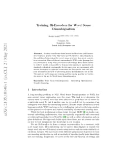 Training Bi-Encoders for Word Sense Disambiguation