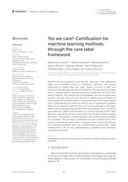 Yes We Care! -- Certification for Machine Learning Methods through the
  Care Label Framework
