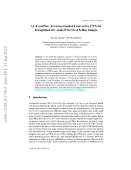 AC-CovidNet: Attention Guided Contrastive CNN for Recognition of
  Covid-19 in Chest X-Ray Images