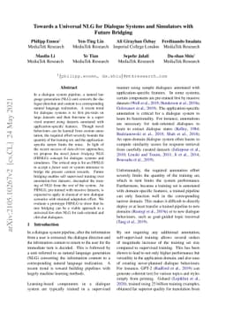 Towards a Universal NLG for Dialogue Systems and Simulators with Future
  Bridging