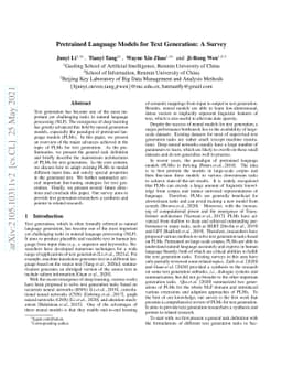 Pretrained Language Models for Text Generation: A Survey