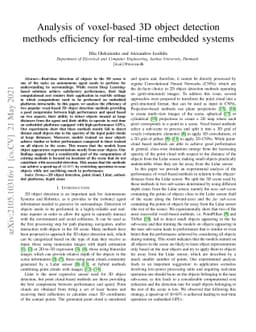 Analysis of voxel-based 3D object detection methods efficiency for
  real-time embedded systems