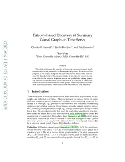 Entropy-based Discovery of Summary Causal Graphs in Time Series