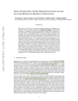 Semi-Supervised Audio Representation Learning for Modeling Beehive
  Strengths