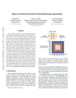 Hyper-Convolution Networks for Biomedical Image Segmentation