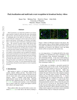 Puck localization and multi-task event recognition in broadcast hockey
  videos