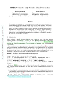 CEREC: A Corpus for Entity Resolution in Email Conversations