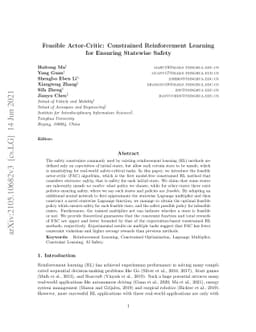 Feasible Actor-Critic: Constrained Reinforcement Learning for Ensuring
  Statewise Safety