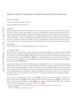 Towards Artificial Intelligence Enabled Financial Crime Detection