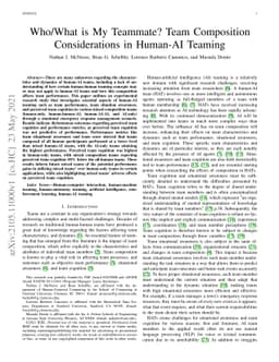 Who/What is My Teammate? Team Composition Considerations in Human-AI
  Teaming