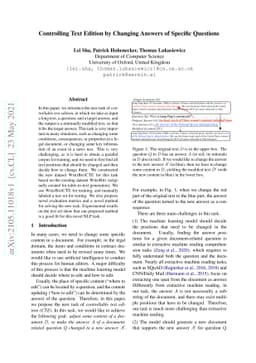 Controlling Text Edition by Changing Answers of Specific Questions