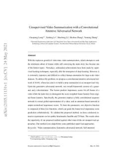 Unsupervised Video Summarization with a Convolutional Attentive
  Adversarial Network