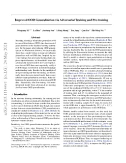 Improved OOD Generalization via Adversarial Training and Pre-training