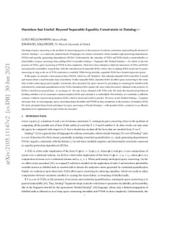 Harmless but Useful: Beyond Separable Equality Constraints in Datalog+/-