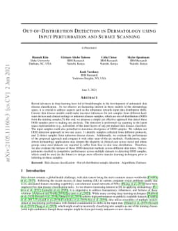 Out-of-Distribution Detection in Dermatology using Input Perturbation
  and Subset Scanning