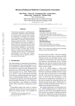 Retrieval Enhanced Model for Commonsense Generation
