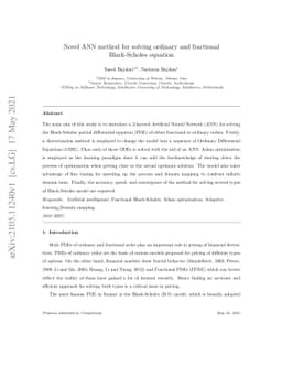 Novel ANN method for solving ordinary and fractional Black-Scholes
  equation